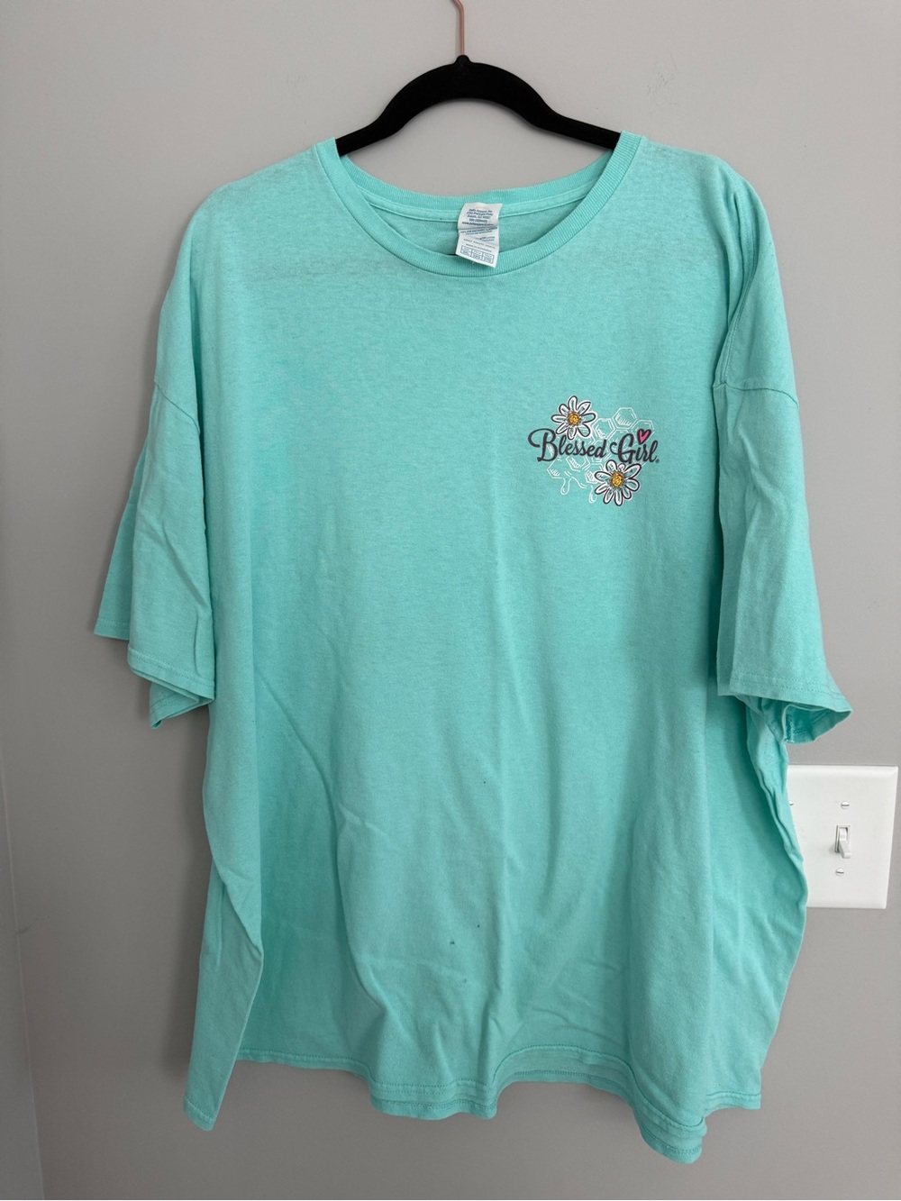 Blessed Girl Daisy Graphic Tee - Mint Green